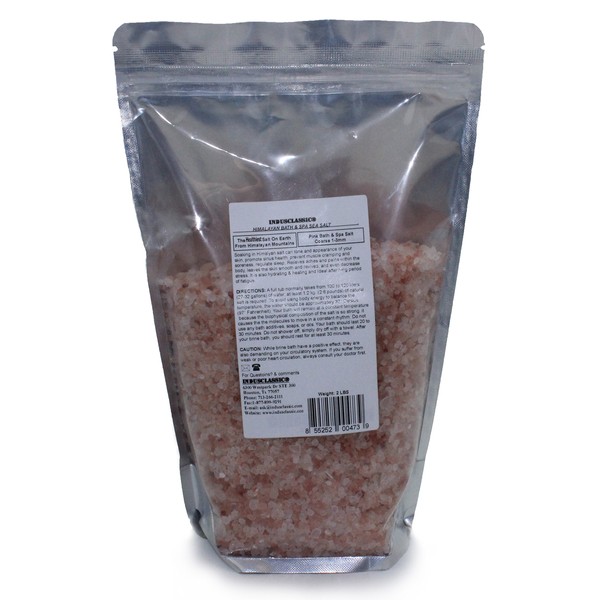 IndusClassic Pure Natural Himalayan Pink Bath & Spa Sea Salt - 2 lbs Medium Coarse Grain 1~3 mm