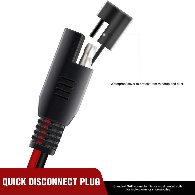 Nilight 2PCS 12FT SAE to SAE Extension Cable 16AWG 2