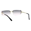 PASTL Unisex Rimless Sunglasses Oval Rectangle Beveled Brown Pink Lens