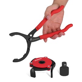 WORKPRO 2-Piece Oil Filter Wrench Set, 12” Adjustable Oil Filter Plier & 3-Jaw Universal Oil Filter Removal Tool, for Easy Oil Changes, Ideal for Car, Motorcycle, Truck Maintenance & Home Garage Use