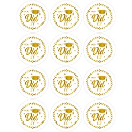 Lucleag Graduation Envelope Seals Stickers, 360 PCS Clear Gold PVC, You Did It Design with Glitter for Class of 2023, Party Gifts Present Decorations