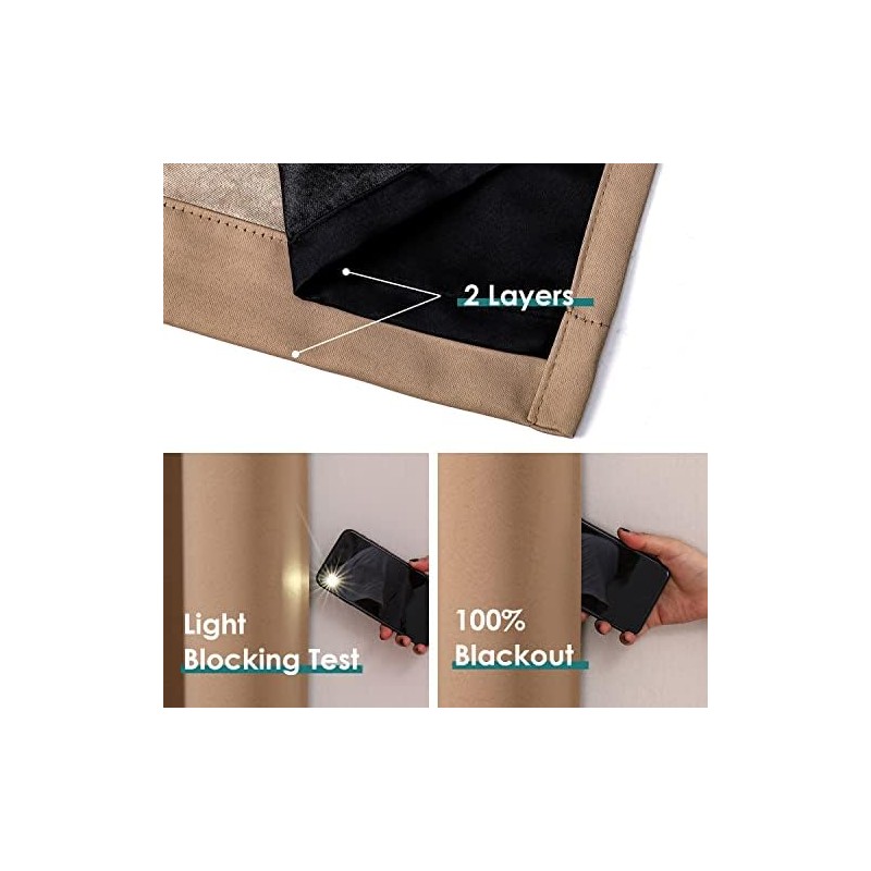 ChrisDowa Cortinas 100 opacas para recámara con forro negro, 2