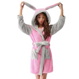 Turtle Cove Cosy Critter Collection: Lightweight Hooded Adult Animal Dressing Gown for Ladies & Men (Rabbit, L)