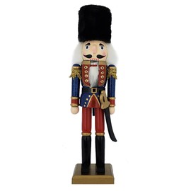 Nutcracker Ballet Gifts Soldier Nutcracker Christmas Ornaments, Wooden Figure Decoration for Holiday, Xmas Home Decor, Traditional Red Blue and Gold, 15 Inch
