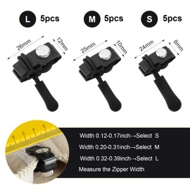 VOSSOT Zip Repair Kit, 3 Sizes, 15 Pieces Fix Zip Puller, Extension and Fastening, Zip Pendant, Universal Zip, Instant Zip Fixer