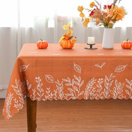 Fall Tablecloth, Fall Decor Leaves Table Cloths Seasonal Thanksgiving Decorations for Home Scallop Edge Cover Party Dining Table Decorations (60'' x 120'' Rectangular)
