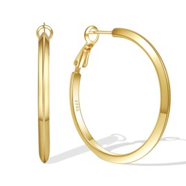 MOROTOLE Gold Hoop Earrings, 14k Real Gold Plated Hoop Earrings for Women Hypoallergenic Thin Gold Hoops Non Tarnish Earrings Lightweight Large Gold Hoop Earrings Argollas de Plata 925 para Mujer 30mm