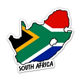 Squiddy South Africa Map with Flag - Vinyl Sticker for Car, Laptop, Notebook - 5"
