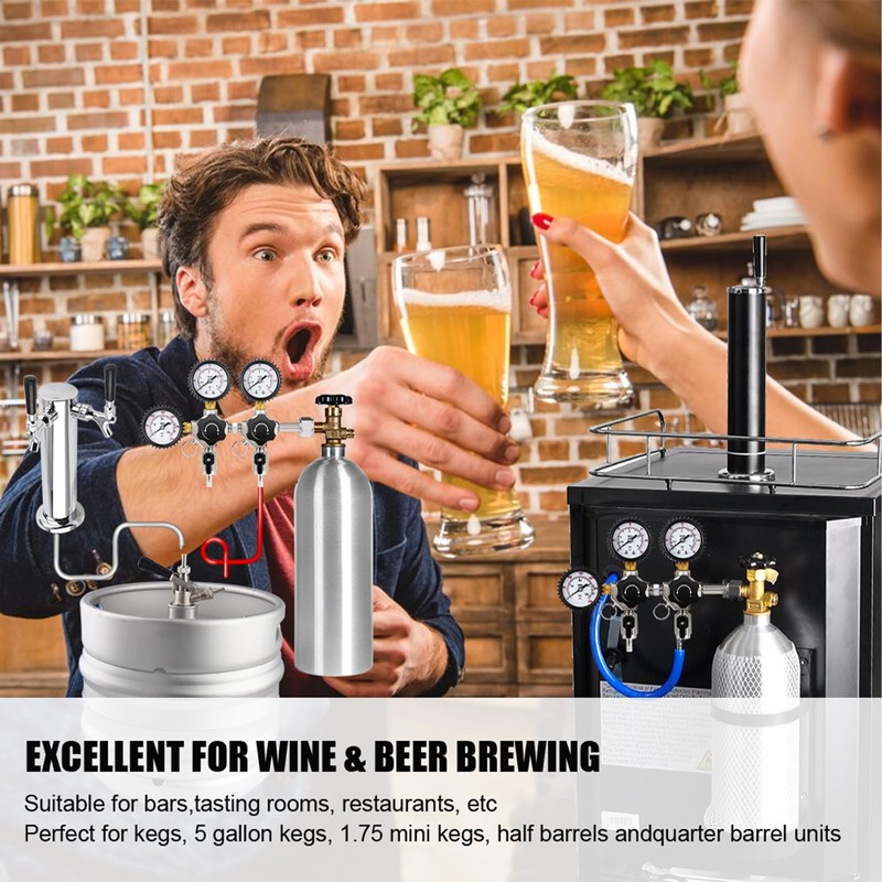MRbrew CO2 Regulator Dual Output CGA-320 Keg Regulator, Draft Beer