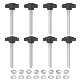 HARFINGTON 8pcs Tee Wing Knobs M8 x 60mm Metric Thread 36mm T Head Plastic Handles Thumb Screws Hand Clamping Threaded Stud Knob Grip Thumbscrew with Nuts Washers, Black