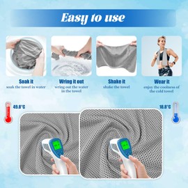 5 Packs Cooling Towels for Neck & Face (40"x12") - Quick-Cooling Microfiber with Waterproof Bag & Carabiner, Reusable Breathable Gym for Running, Yoga, Camping, Hiking, Workout