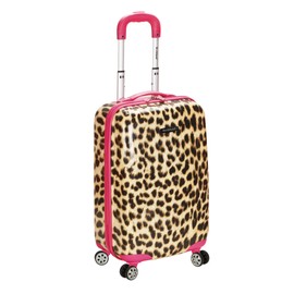 Rockland Safari Hardside Spinner Wheel Luggage, Pink Leopard, Carry-On 20-Inch