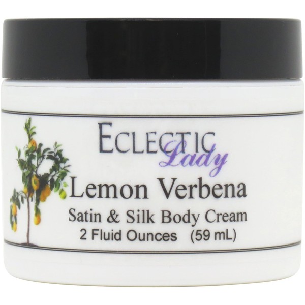 Eclectic Lady Lemon Verbena Satin and Silk Cream, Body Cream, Body Lotion, 2 oz - Shea Butter, Aloe, Silk Amino Acids, Vitamin E, Phthalate-Free, Handcrafted in USA - Perfect For Women