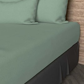 Soleil d'ocre, Plain Cotton Fitted Sheet, 57 Thread Count, 200 x 200 cm, Sea Green