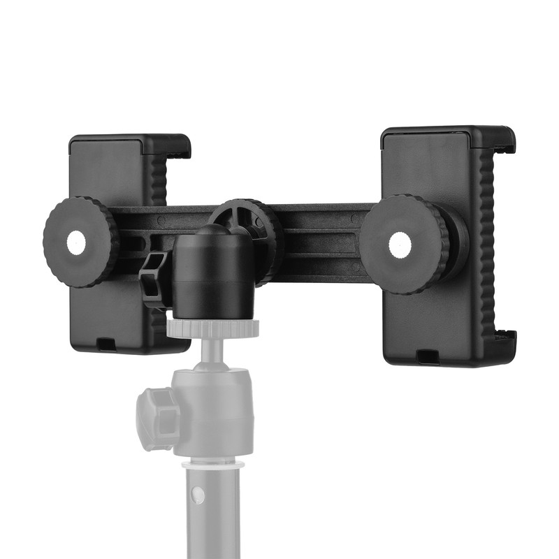 Double Phone Holder Tripod Mount Adapter Horizontal Vertical Shooting with