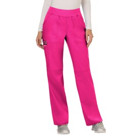 Cherokee Workwear Revolution Pull-On Tall Scrub Pants for Women, Soft Stretch, WW110T, M Tall, Electric Pink