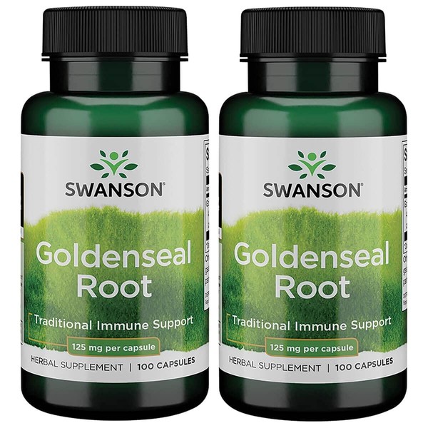 Swanson Goldenseal Root 125 Milligrams 100 Capsules (2 Pack)