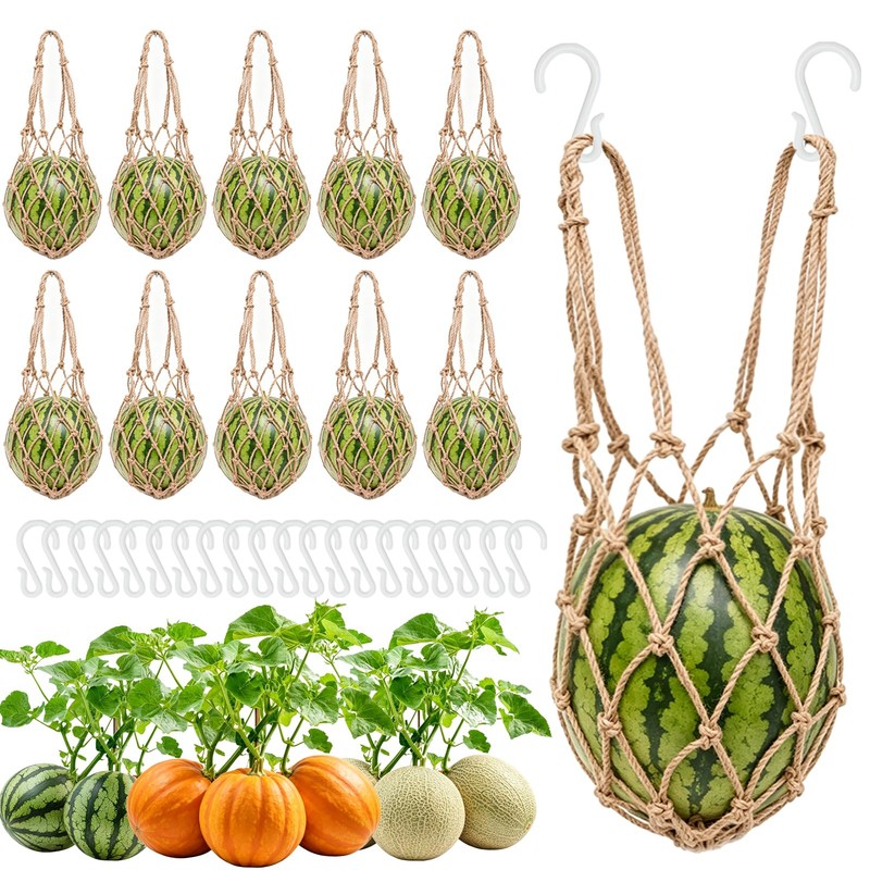 10 Packs Jute Melon Hammocks for Trellis, Watermelon Holder for