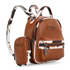 Montana West Wrangler Mini Backpack Cute Cow Print Backpack Purse for Girls and Women, Brown WG102-8600BR