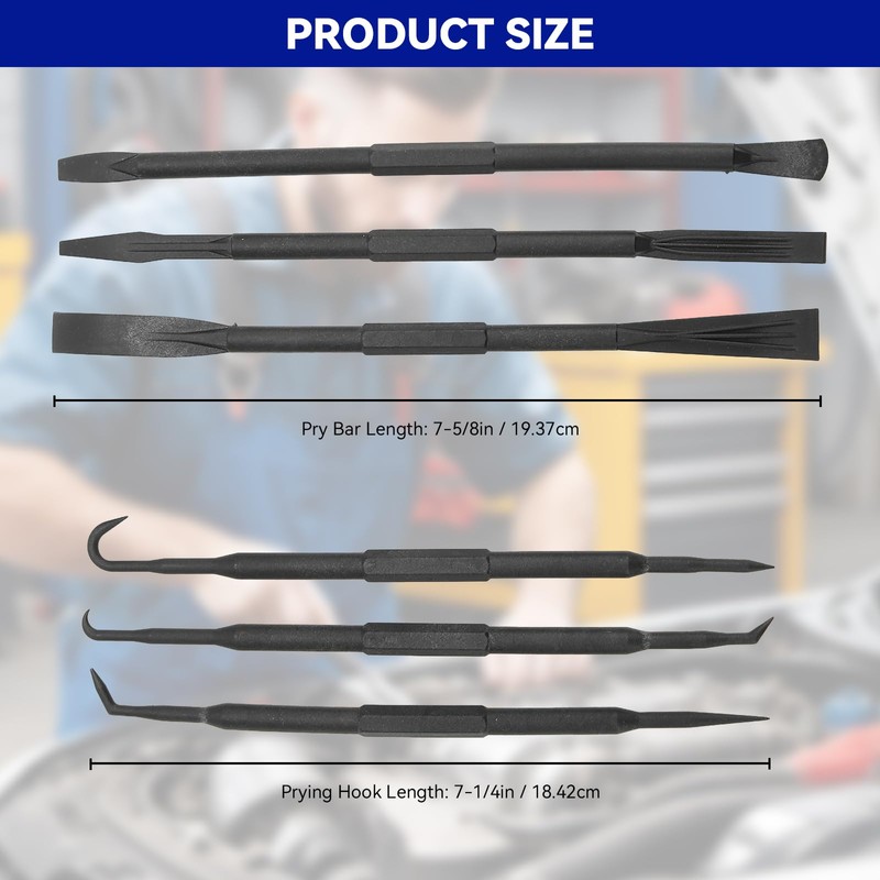 6PCS/Set Prying Bar Hook Set Double Ended ABS Plastic Black