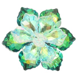 PATIKIL Rhinestone Sunflower Brooch Pin, Fashion Crystal Flower Snowflake Brooch Pin Lapel Pins for Women Suits Clothes Dress Bouquet Coat Hat Bag Craft Party, Green