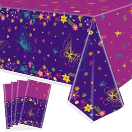 XJLANTTE 4 PCS Movie Party Tablecloths Decorations - Butterfly Plastic Table Cover, Magic Butterfly Rectangular Tablecloth for Kids Baby Shower Birthday Supplies, 51 x 86.6 Inch