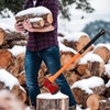 Chopping Axe: 33.5” Hatchet Axe with Shock Absorbing Fiberglass Handle