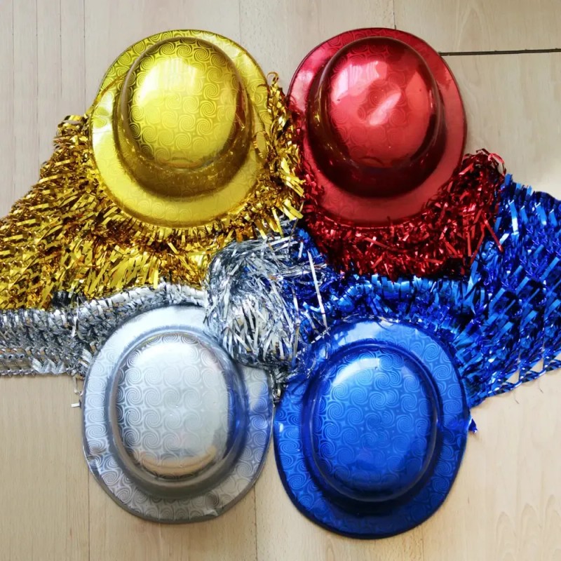 24 Sombrero Bombin Peluca Metalica Batucada Party Glow Boda