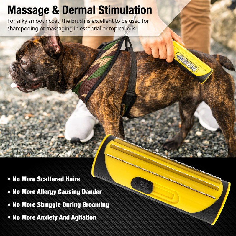 King Kanine Deshedding Dog Brush - Self Cleaning Deshedding Brush