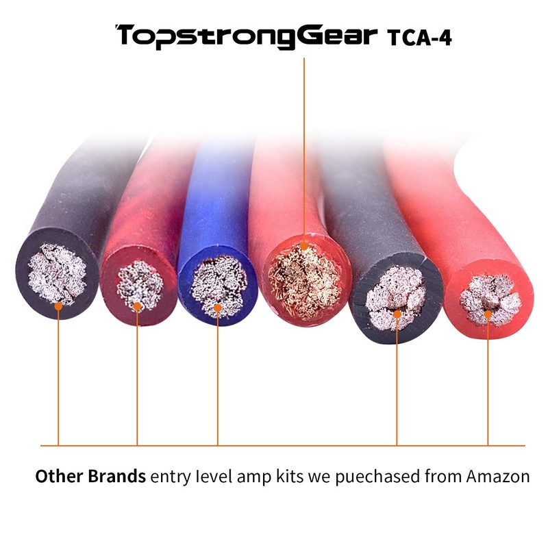 TOPSTRONGGEAR 4ga Amp Kit - 4 Gauge AWG Amplifier Wiring