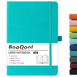A5 Notebook - Notebook A5 with Premium Paper, Faux Leather Notebook, 5.7" X 8.4", Hardcover, 144 Pages - Lake Green