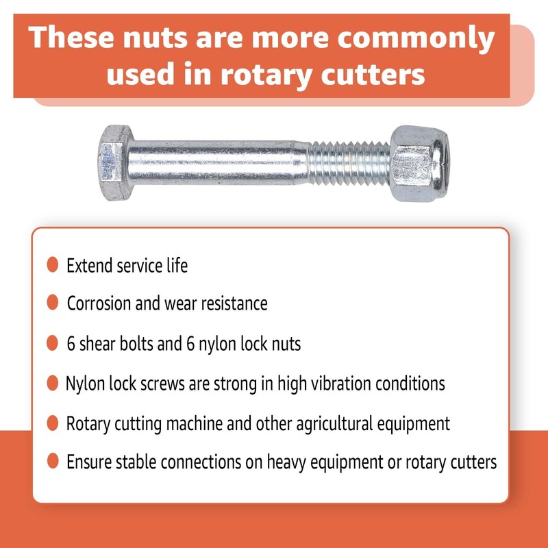 Grade 5 Shear Bolt Kit Compatible with Rotary Cutters &
