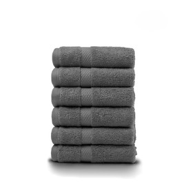Villa Celestia Premium Wash Cloth 100% Cotton Grey Wash Clothes for Body and Face- Soft & Luxury Cloths for Washing Face, Face Towels for Bathroom 650 GSM Wash Cloths,Pack of 6 (12"X12")