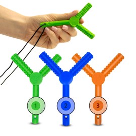 Gafly FlexiChew (Nivel 1, 2, 3) - Collares masticables para niños sensoriales - Juguetes masticables para autismo sensorial con tres niveles de dureza, collar masticable sensorial, tubos masticables hechos de silicona para niños