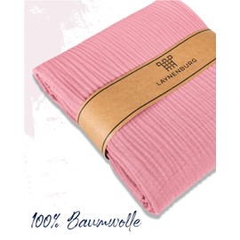 LAYNENBURG Premium Muslin Bedspread 150 x 200 cm - 100% Cotton - Extra Soft, Lightweight Summer Blanket as Cuddly Blanket, Bed Throw, Cotton Blanket, Couch Throw - Warm Sofa Blanket (Dusky Pink)