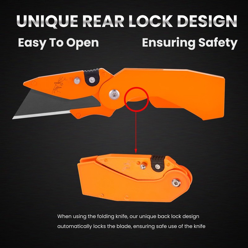 Lichamp 6-Pack Folding Utility Knife, Quick-Change Box Cutter with Razor
