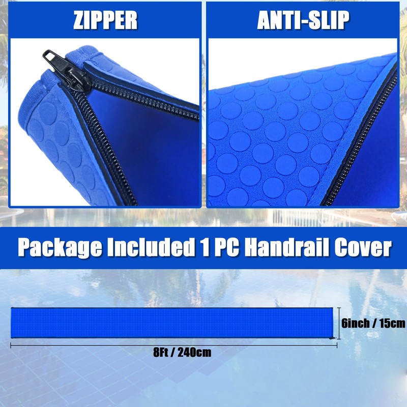 Pool Railing Covers 8ft, Non Slip Pool Handrail Covers with
