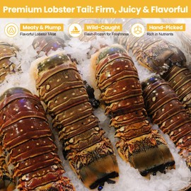 OCEAZEN Warm Water Lobster Tails – 5–6oz Each, 4 Tails – Premium Quality, Freshly Caught, Perfect for Gourmet Meals – Succulent Flavor & Tender Texture for Grilling, Baking, or Steaming