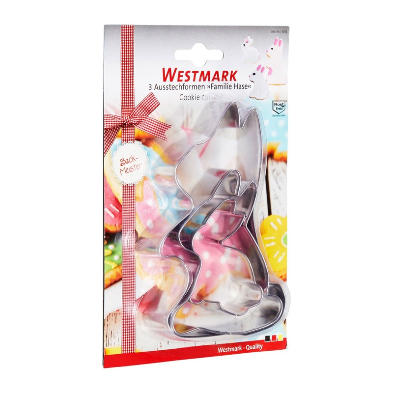 Westmark" Family Rabbit Cookie Cutters Set, Stainless Steel, Silver, 130