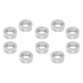 Qimoo 10 Pcs Round Aluminum Spacers, Round Metal Spacer 6.2mm ID * 10mm OD * 2mm L Thickness Aluminum Spacer 1/4" ID Screw Standoff for 1/4" or M6 Screw Bolts