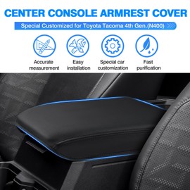 Autorder Center Console Cover for 2024 2025 2026 Toyota Tacoma Accessories Armrest Cover Anti-Scratch Middle Console Pad Leather Armrest Protector