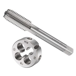 CoCud Tap and Die Set, M12 x 1.75 Thread, Left Hand Metric High-Speed Steel Machine Screw Tap & Round Die Tool Kit - (Applications: for Threading Tapping Repairing), 1-Set