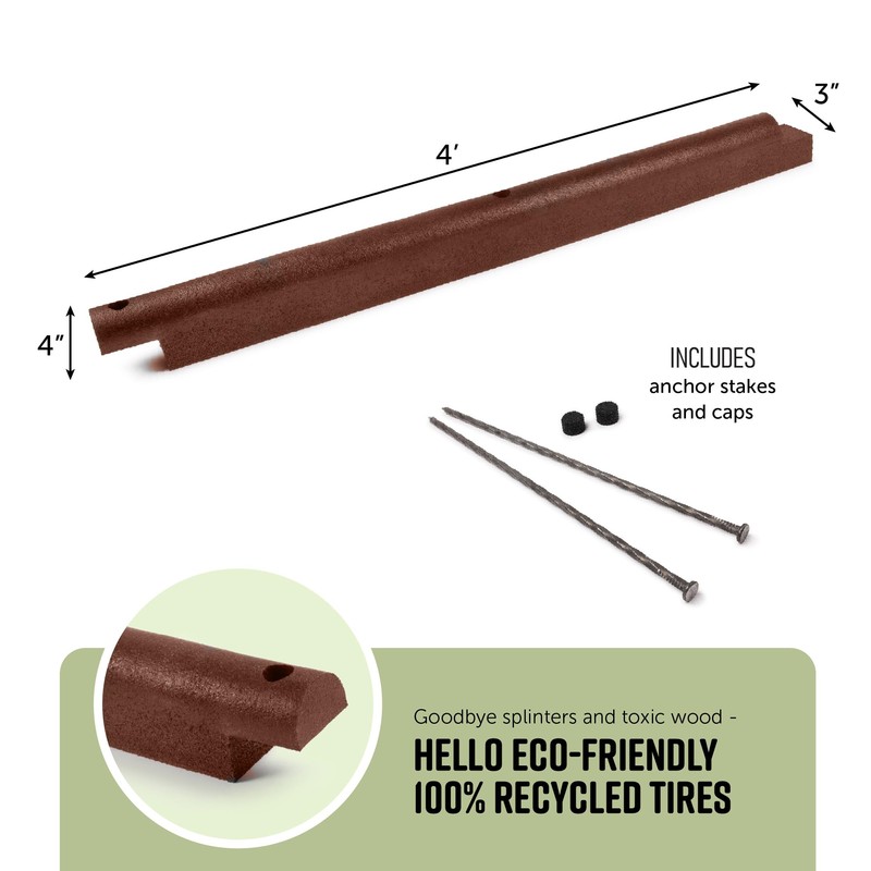 Playsafer 4' Flexible Interlocking Rubber Edging Border System for Playgrounds,