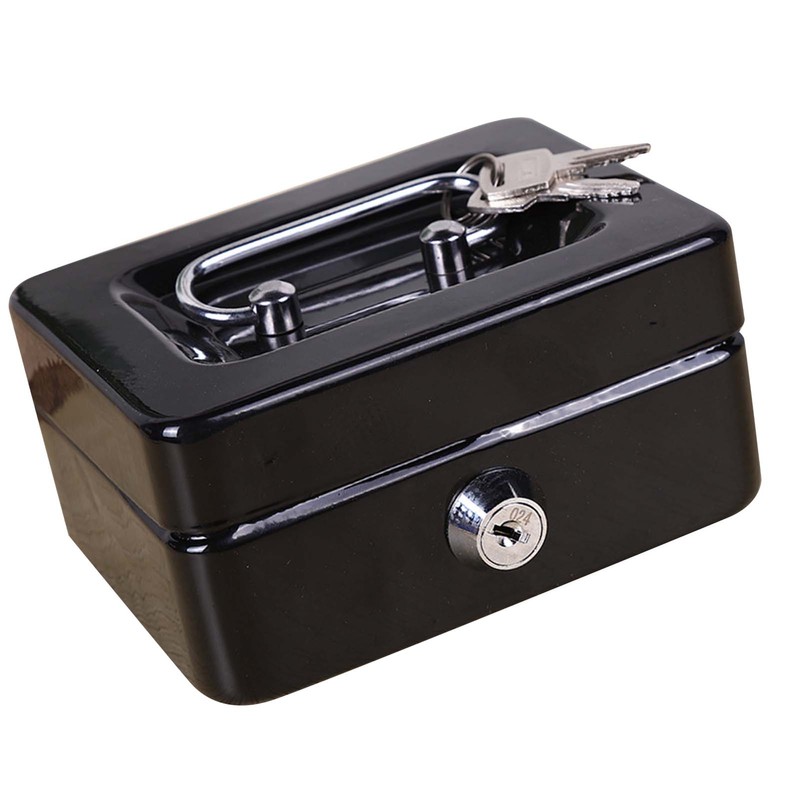 Cash Box with Money Tray Metal Storage Safe Lock Box