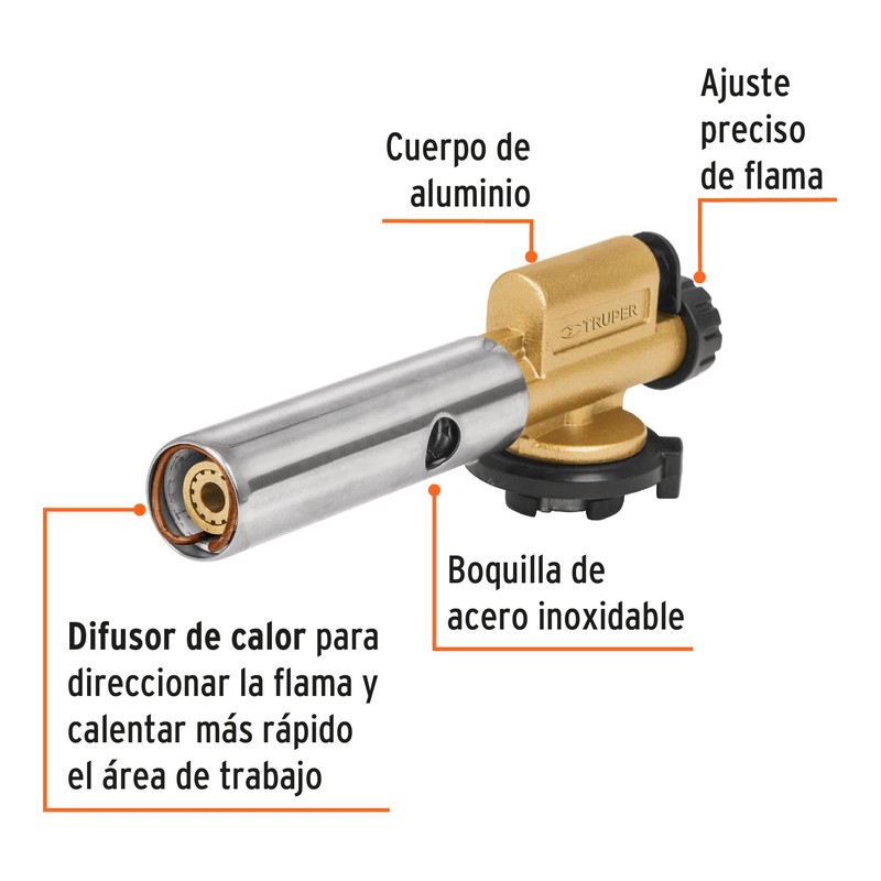 Truper BOQ-90, Boquilla con encendido electrónico, para lata 1/4 de