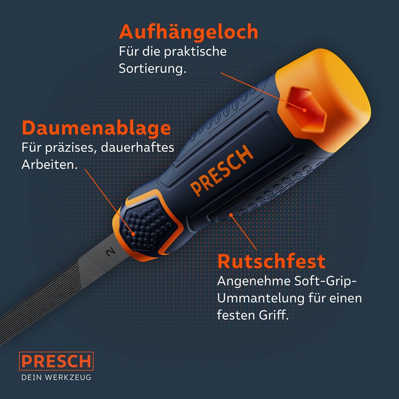 Presch Workshop File Triangular 200 mm with Cross Cut H2