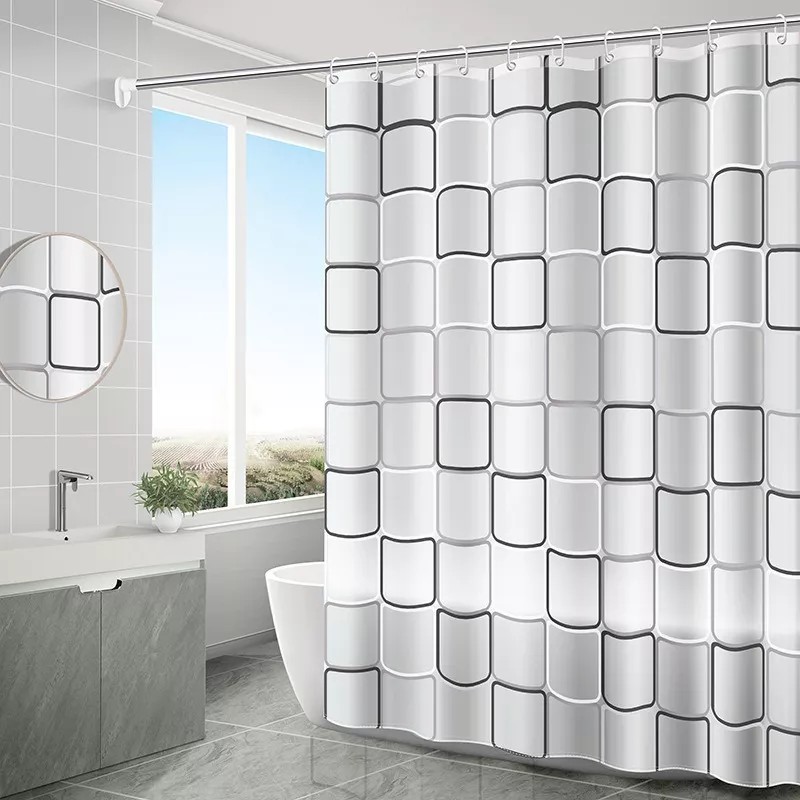MARZSEFLO Cortina Baño Lavable Tela Impermeable Con Diseño+12 Ganchos