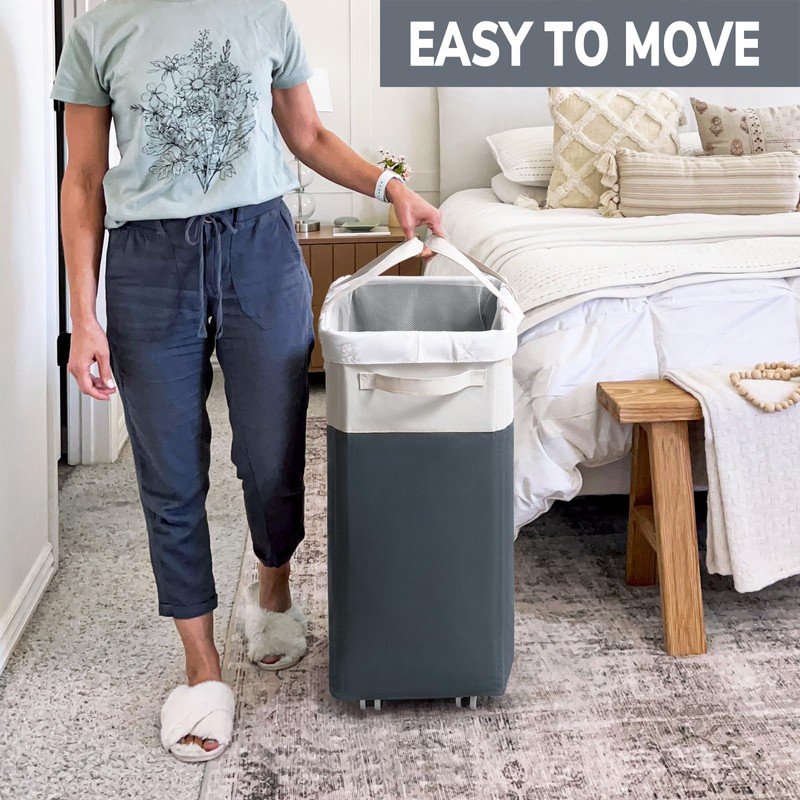 Goodpick Laundry Basket with Wheels, 75L Laundry Hamper for Dirty