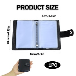 Leather Card Holder Credit Debit Business Bank ID Cardholder Compact Wallet with Plastic Insert Sleeves Case Pocket Small Cardholder RFID Blocking Card Holders for Men Women Black