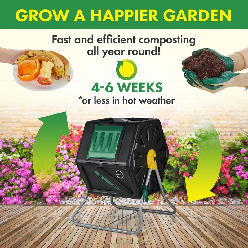 Miracle-Gro Compost Tumbler Single Chamber – Easy-Turn Composter Tumbler Outdoor